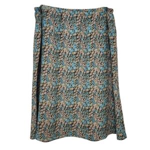 Handmade Womens Knee Length Skirt Blue Floral Size Medium
